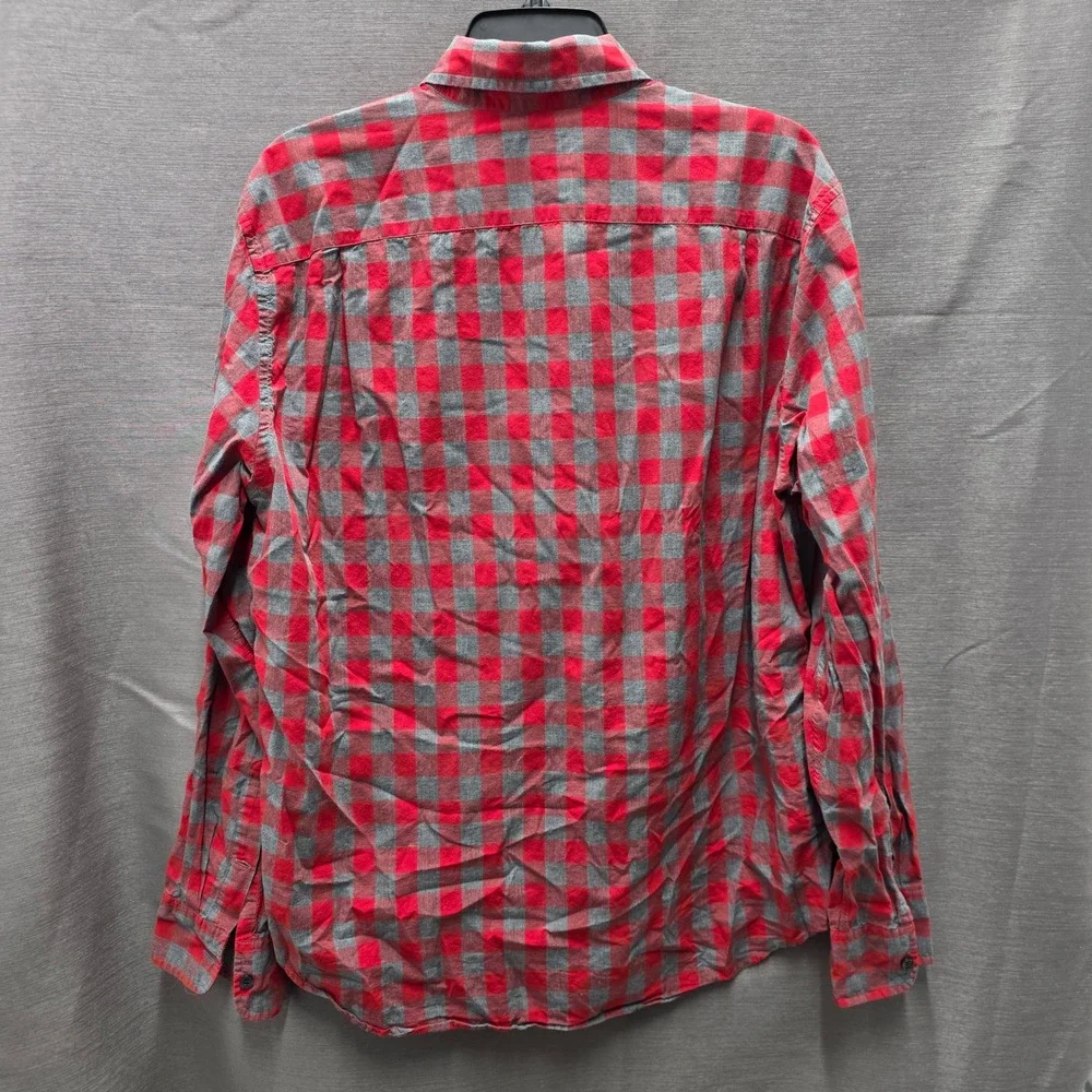 J.Crew Mens Red Gray Buffalo Check Cotton Button Down Shirt Large
